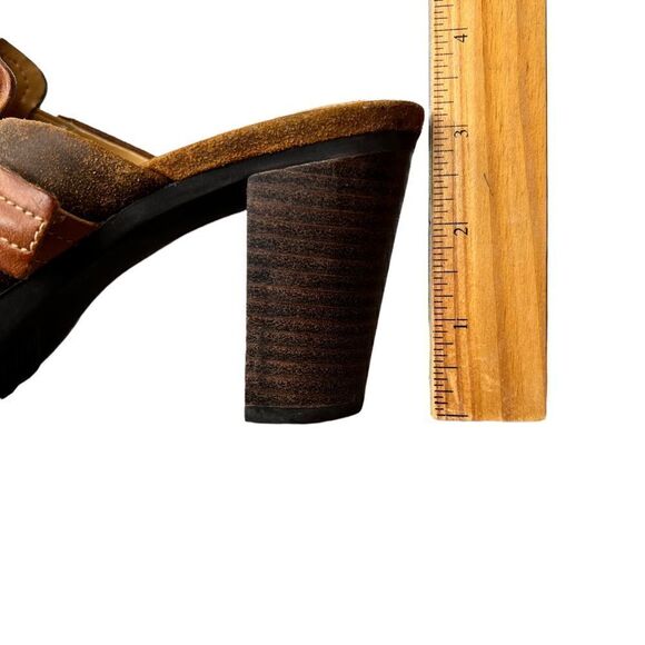 ROCKPORT Dynamic Suspension Leather Clog Mules 3" Heel in Browns Size 7.5 - Picture 10 of 11